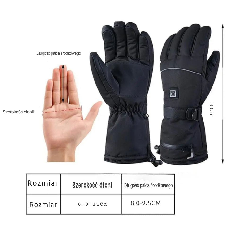 Zimowe podgrzewane rękawiczki z pojemnikiem na baterie