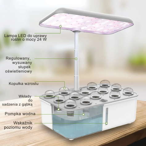 Inteligentny Ogródek Hydroponiczny LED do domowej uprawy Warzyw i Owoców