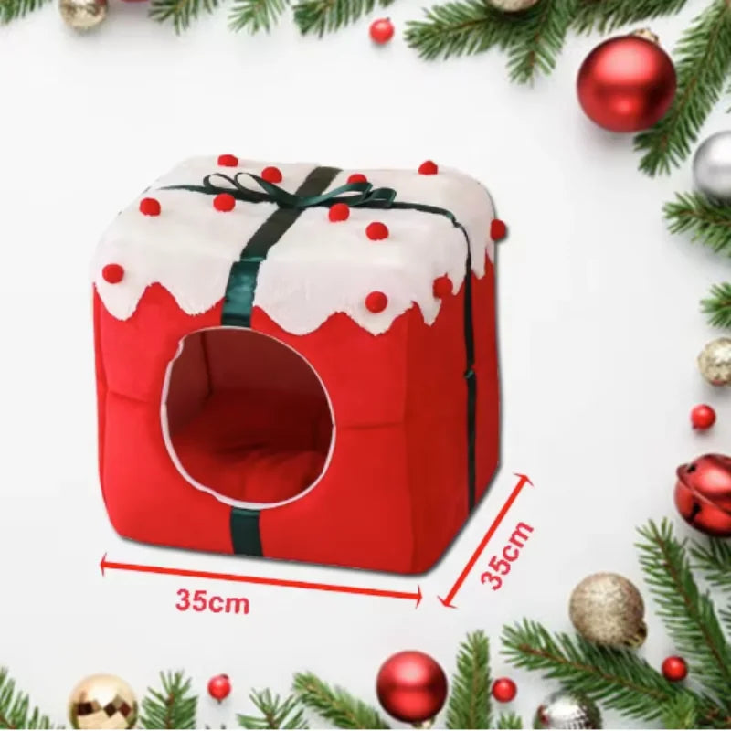 Zimowe ciepłe legowisko dla kota w kształcie pudełka