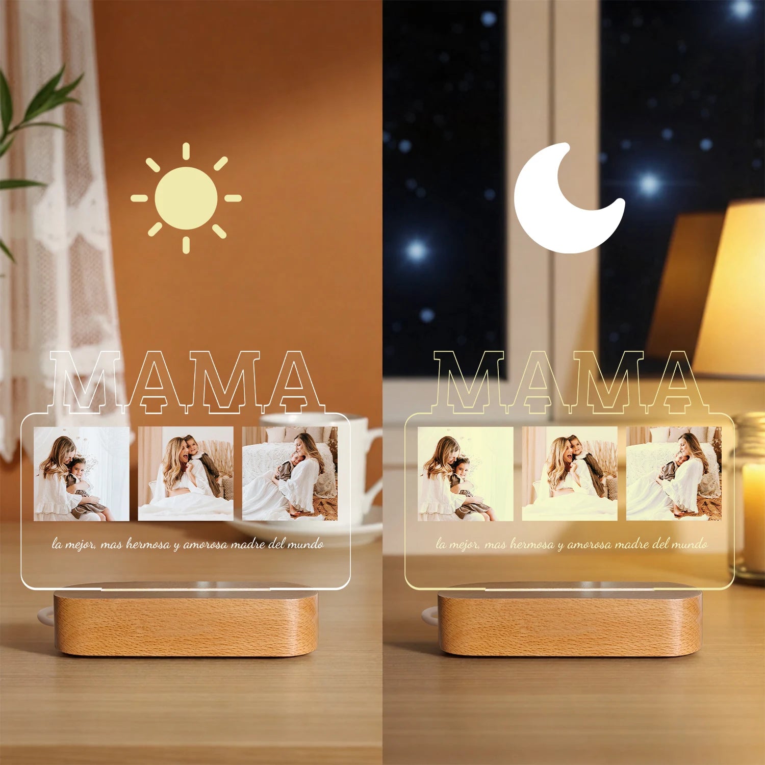 Personalizowana ramka na Dzień Matki z funkcją lampki LED