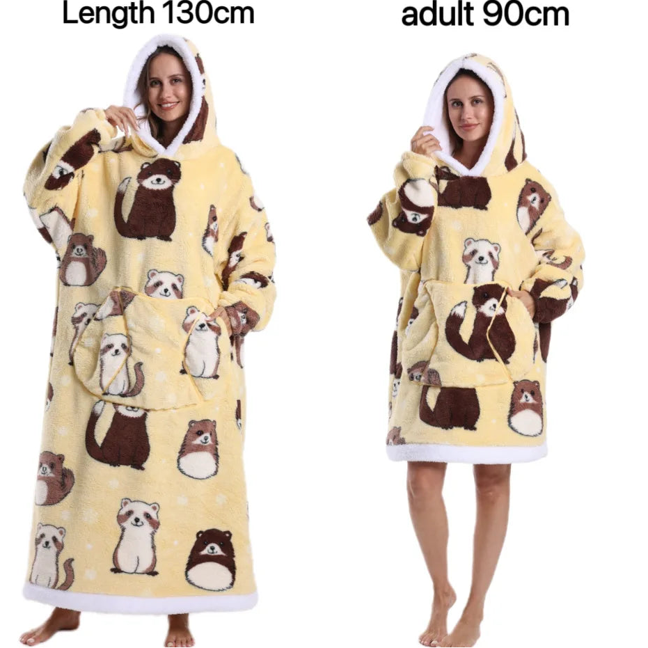 Pluszowy Szlafrok Z Kapturem