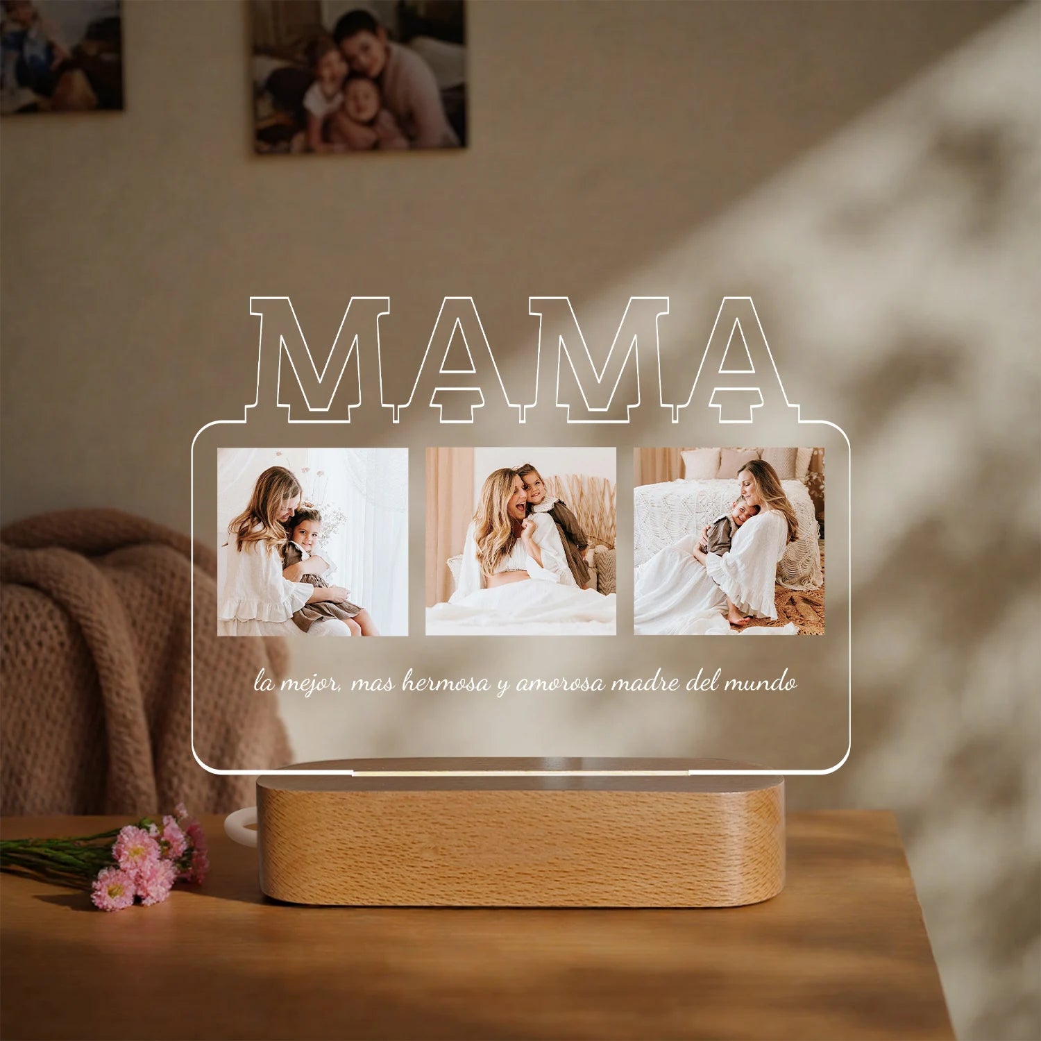 Personalizowana ramka na Dzień Matki z funkcją lampki LED