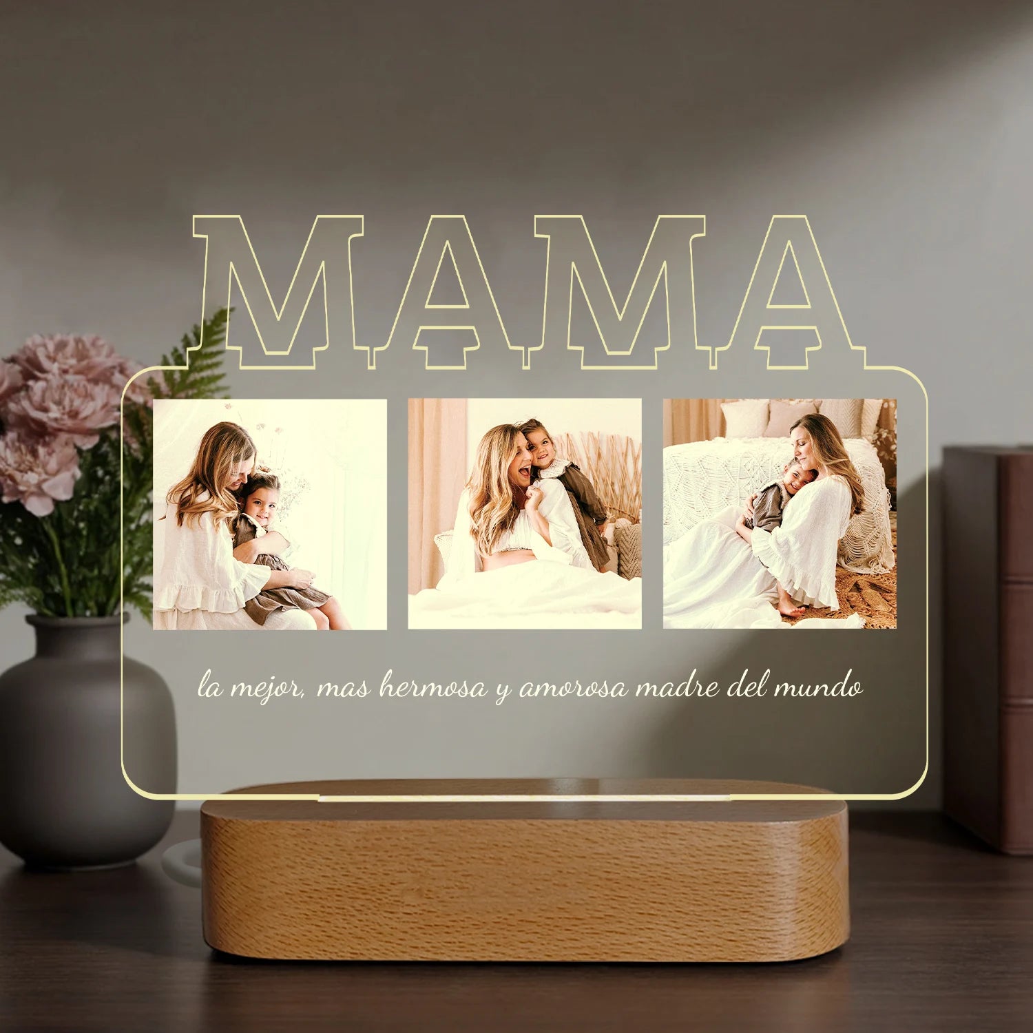Personalizowana ramka na Dzień Matki z funkcją lampki LED