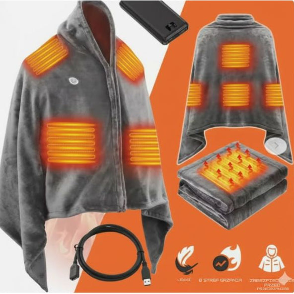 Szal podgrzewany USB z zamkiem – regulowana temperatura